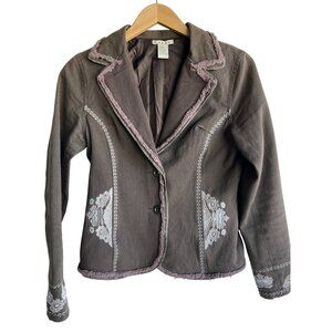 Calix brown denim embroidered jacket S/M